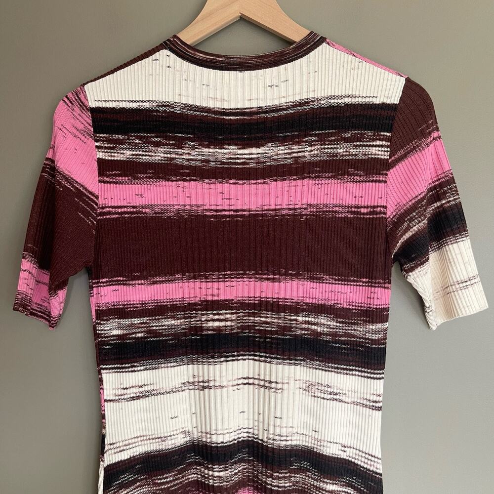 Opening Ceremony Delta Rib Knit Dress Size Medium Handkerchief Hem Pink Melange - Picture 13 of 16
